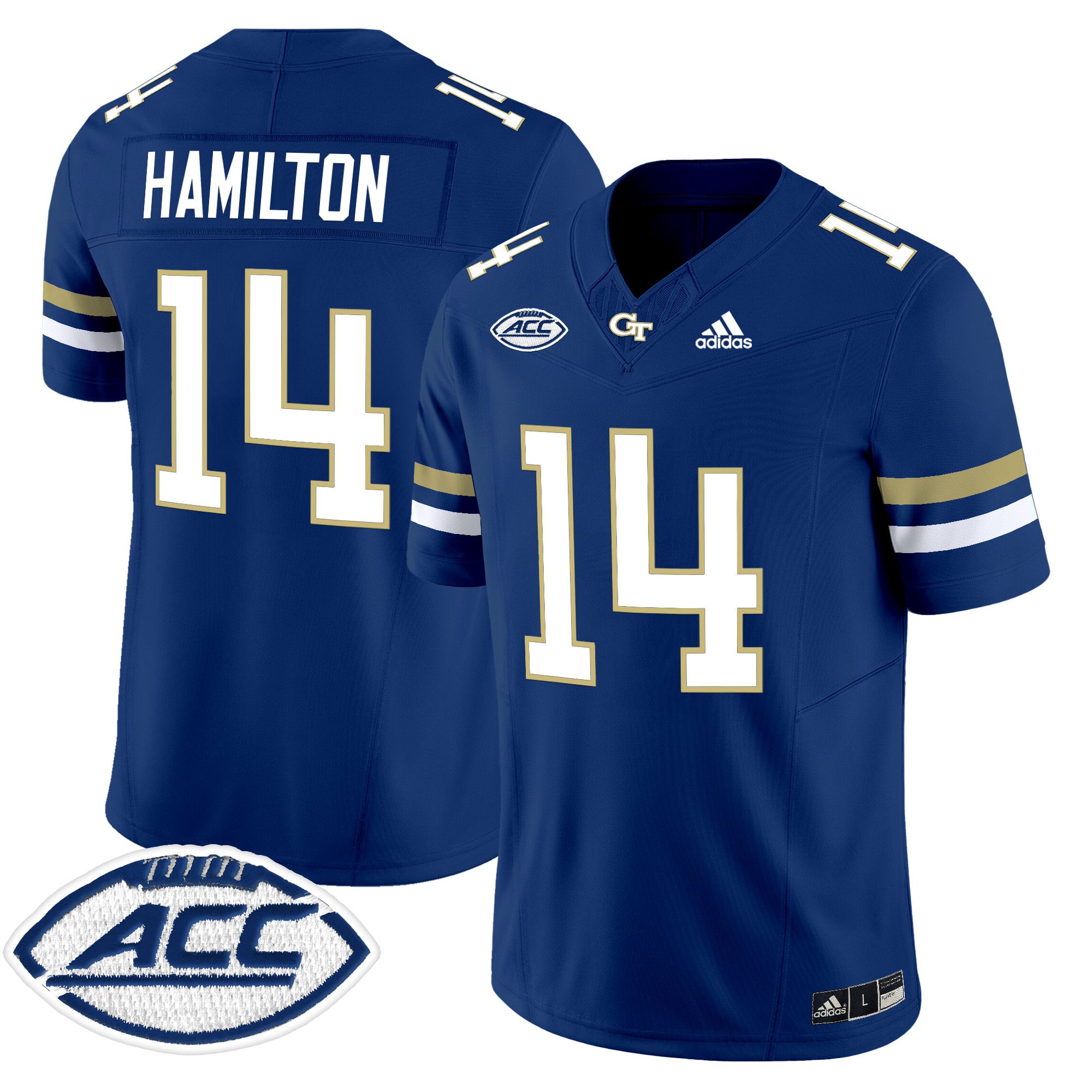 Men Georgia Tech #14 Hamilton Blue Asidas 2024 Vapor Limited NCAA Jersey style 1->more ncaa teams->NCAA Jersey